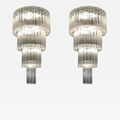 Monumental Pair of Italian Tronchi Chandeliers Murano 1980s