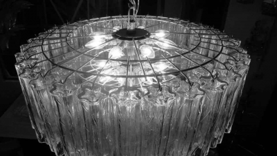 Monumental Pair of Italian Tronchi Chandeliers Murano 1980s