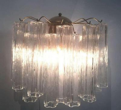 Monumental Pair of Italian Tronchi Chandeliers Murano 1980s