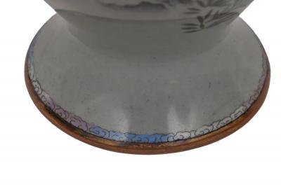 Monumental Pair of Japanese Cloisonn Enamel Vases with Warriors Ota Tamashiro