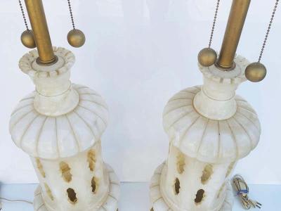 Monumental Pair of Marble Lamps Made in Italy