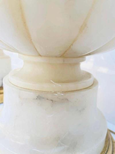 Monumental Pair of Marble Lamps Made in Italy