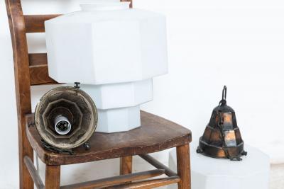 Monumental Pair of Opaline Pendant Lights