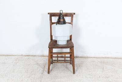 Monumental Pair of Opaline Pendant Lights