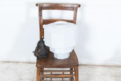 Monumental Pair of Opaline Pendant Lights