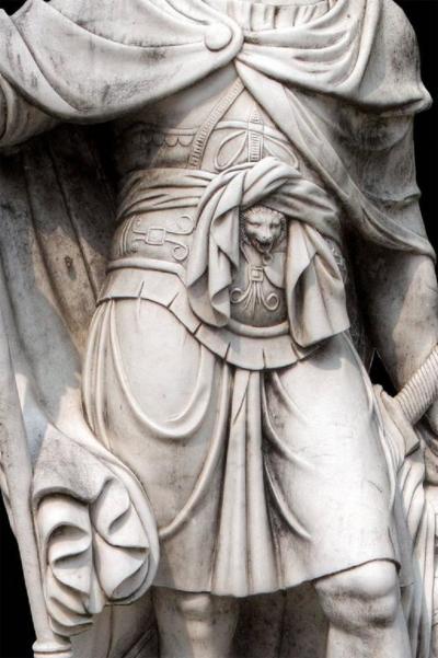 Monumental Pair of White Marble Statue of Classical Roman Figures