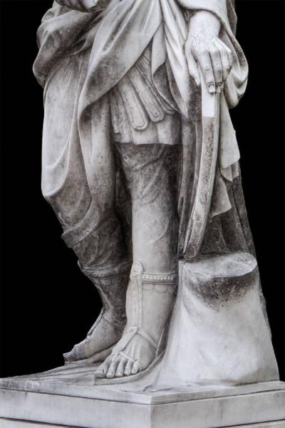 Monumental Pair of White Marble Statue of Classical Roman Figures