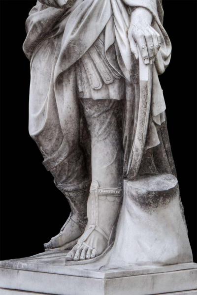 Monumental Pair of White Marble Statue of Classical Roman Figures