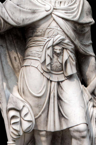 Monumental Pair of White Marble Statue of Classical Roman Figures