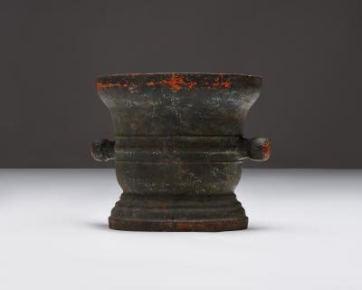Monumental Patinated Cast Iron Mortar France 19th C