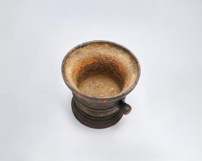 Monumental Patinated Cast Iron Mortar France 19th C