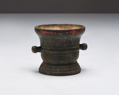 Monumental Patinated Cast Iron Mortar France 19th C