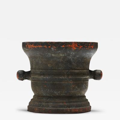 Monumental Patinated Cast Iron Mortar France 19th C