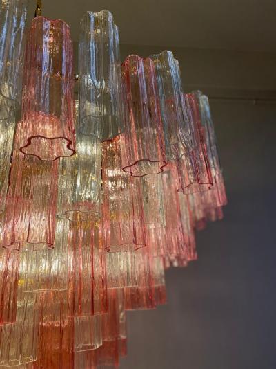 Monumental Pink and Clear Murano Glass Tronchi Chandelier or Ceiling Light