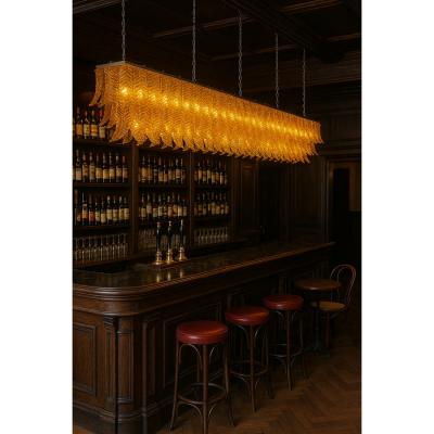 Monumental Rectangular Amber Felci Murano Glass Chandelier