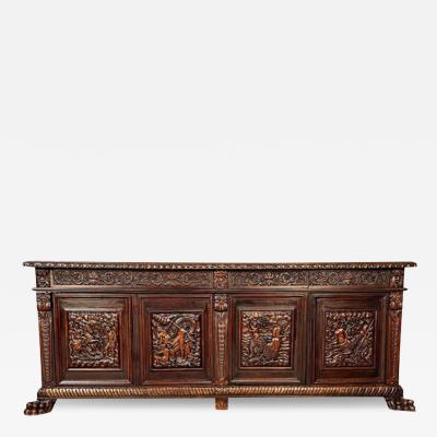 Monumental Renaissance Revival Sideboard Heavily Carved Mahogany Branded