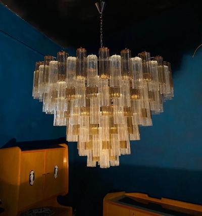 Monumental Smoke and Clear Murano Glass Tronchi Chandelier or Ceiling Light