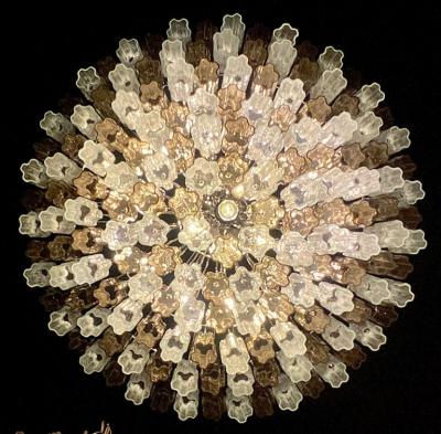 Monumental Smoke and Clear Murano Glass Tronchi Chandelier or Ceiling Light