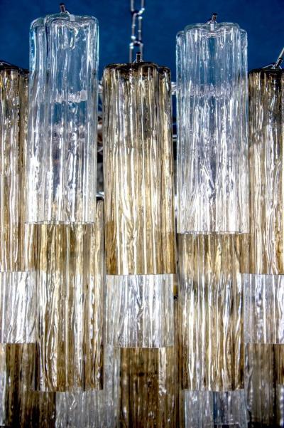 Monumental Smoke and Clear Murano Glass Tronchi Chandelier or Ceiling Light