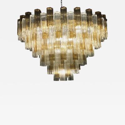 Monumental Smoke and Clear Murano Glass Tronchi Chandelier or Ceiling Light