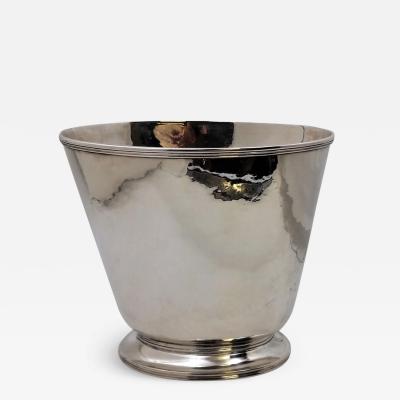 Monumental Sterling Silver Hand Hammered Italian Wine Cooler in Mid Century
