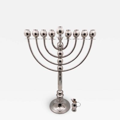 Monumental Sterling Silver Menorah in Mid Century Modern Style