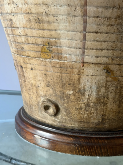 Monumental Terra Cotta Olive Jar Table Lamp With Pleated Shade