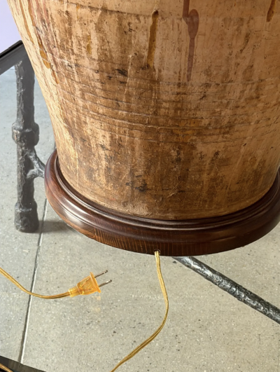 Monumental Terra Cotta Olive Jar Table Lamp With Pleated Shade