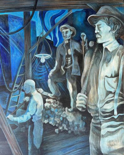 Monumental WPA Style Painting by Chicago Artist Amelia Helper