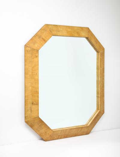 Monumental Wooden Parquetry Framed Mirror
