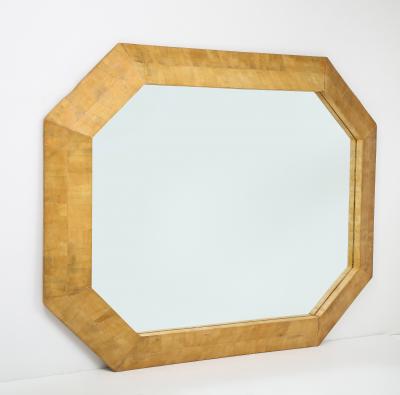 Monumental Wooden Parquetry Framed Mirror