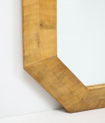 Monumental Wooden Parquetry Framed Mirror