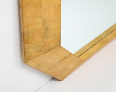 Monumental Wooden Parquetry Framed Mirror