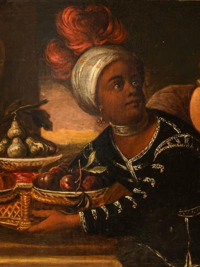 Moor Servant with Fruit basket Dutch School Oil on Canvas