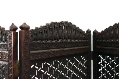 Moorish Carved Teak 3 Fold Screen