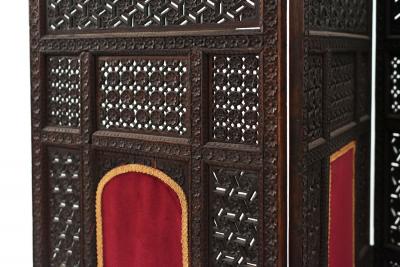 Moorish Carved Teak 3 Fold Screen