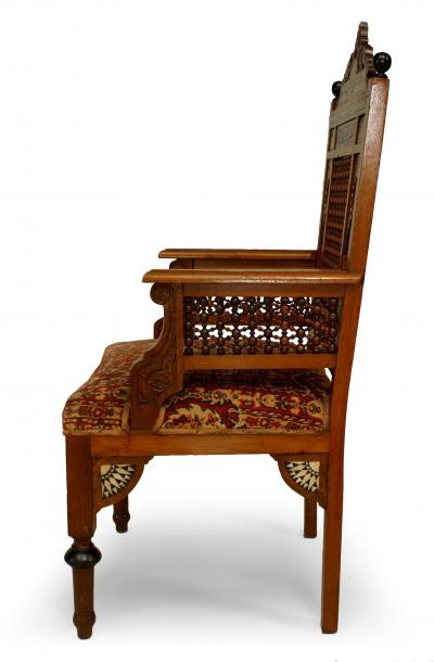 Moorish Inlaid Walnut 5 Piece Living Room Set