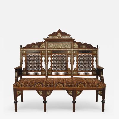 Moorish Inlaid Walnut 5 Piece Living Room Set