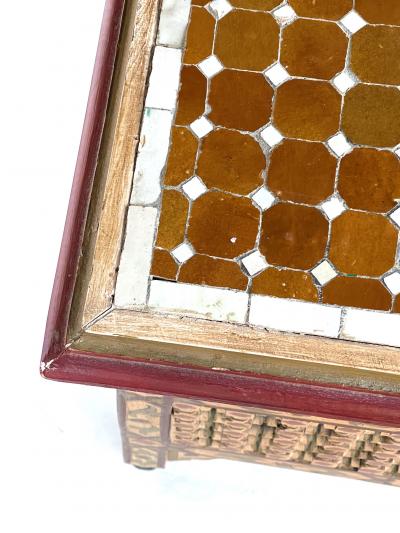 Moorish style polychromed square table with tile top