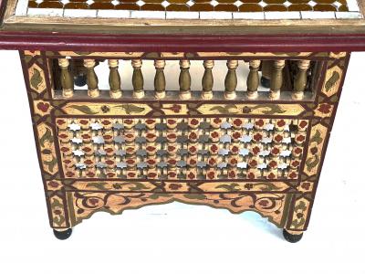 Moorish style polychromed square table with tile top