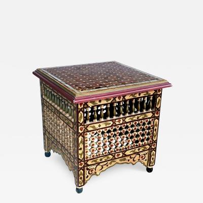 Moorish style polychromed square table with tile top