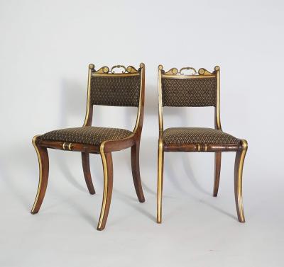 Morel Hughes Pair of English Regency Side Chairs attributed to Morel Hughes