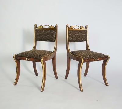 Morel Hughes Pair of English Regency Side Chairs attributed to Morel Hughes
