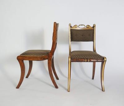 Morel Hughes Pair of English Regency Side Chairs attributed to Morel Hughes