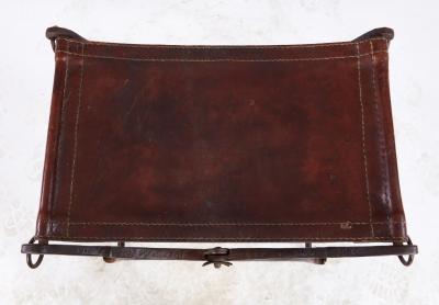 Morgan Colt Leather and Iron Curule Stool