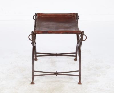 Morgan Colt Leather and Iron Curule Stool