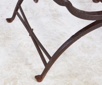 Morgan Colt Leather and Iron Curule Stool