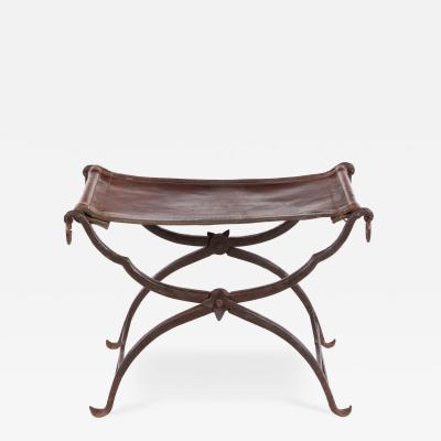 Morgan Colt Leather and Iron Curule Stool