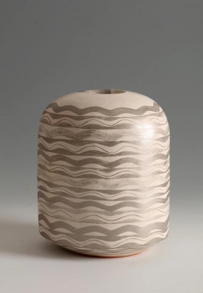 Morino Taimei Vase with Silver Waves 1980s