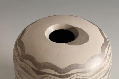 Morino Taimei Vase with Silver Waves 1980s